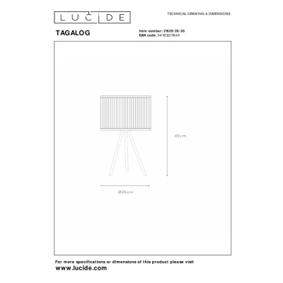 TAGALOG - Lampa stołowa - 1xE27 21529/26/30 Lucide